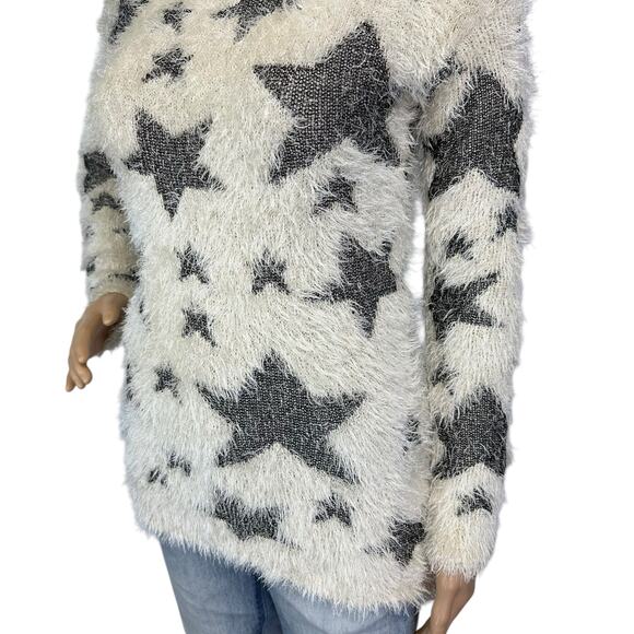 2/$15 Yoki Eyelash Star Sweater Cream Black Plush Furry Soft Pullover Size S - Picture 8 of 13